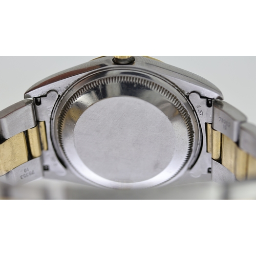 65 - ROLEX OYSTER PERPETUAL DATE REFERENCE 15223, champagne dial, baton hour markers, engine turned bezel... 