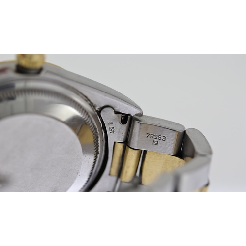 65 - ROLEX OYSTER PERPETUAL DATE REFERENCE 15223, champagne dial, baton hour markers, engine turned bezel... 