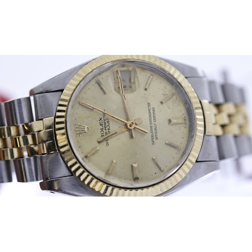 70 - ROLEX OYSTER PERPETUAL DATEJUST REFERENCE 6827,  champagne dial, baton hourmarkers, fluted bezel, 31... 