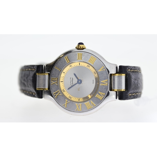 73 - MUST DE CARTIER 21 REF 1340, approx 27mm grey dial, yellow gold rehaut with minute markers, stainles... 