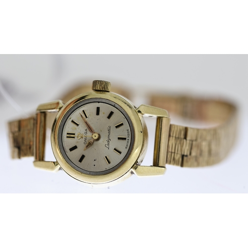 87 - VINTAGE OMEGA LADYMATIC WRISTWATCH, 19mm gold plated case, 9ct gold bracelet, manual wind, missing t... 