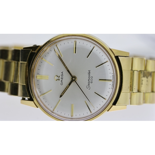 89 - VINTAGE OMEGA SEAMASTER 600,  cream dial, gold baton hour markers, 34mm gold plated case, stainless ... 