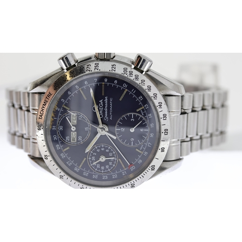 90 - OMEGA SPEEDMASTER DAY DATE AUTOMATIC REFERENCE 175.0054 / 375.0054, blue dial with calendar subsidai... 