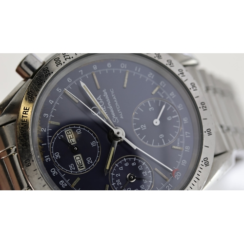 90 - OMEGA SPEEDMASTER DAY DATE AUTOMATIC REFERENCE 175.0054 / 375.0054, blue dial with calendar subsidai... 