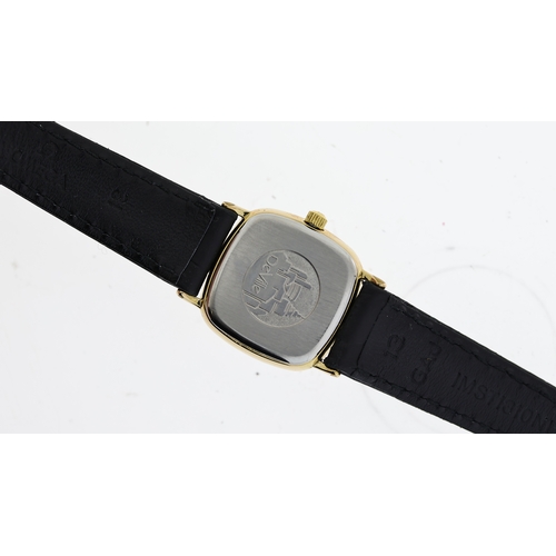 94 - LADIES OMEGA DE VILLE, approx 20mm black dial, gold plated bezel and Omega crown, stainless steel De... 