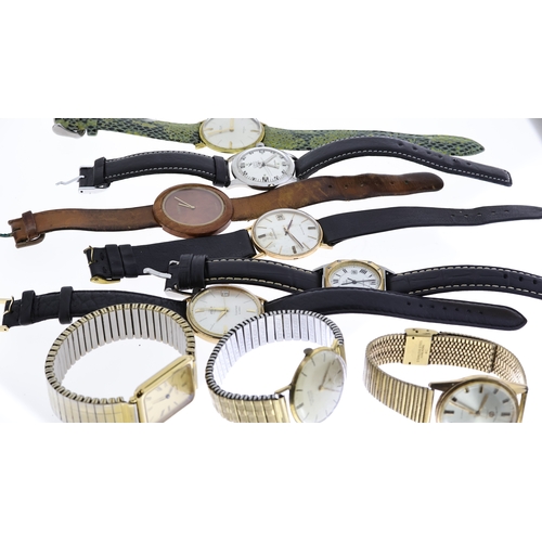 310 - JOB LOT OF 9 WATCHES INCLUDING MOVADO, TISSOT, RAYMOND WEIL, & CORONA. All in generally good conditi... 