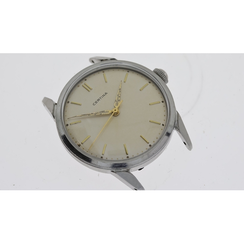 315 - CERTINA LUG WATCH DIAL CIRCA 1950S REF 3141784, approx 34mm dial width, baton hour markers, stainles... 