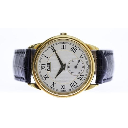 290 - 18CT PIAGET GOUVERNEUR REFERENCE 15968 WITH BOX, circular silver dial with roman numeral hour marker... 