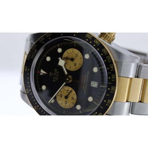 294 - TUDOR BLACK BAY CHRONO STEEL AND GOLD 79363N BOX AND PAPERS 2019, circular black dial with applied h... 