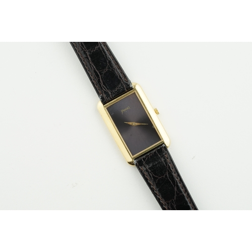 329 - PIAGET 18CT GOLD 'TANK' MANUALLY WOUND PURPLE DIAL W/ GUARANTEE PAPERS REF. 9228 CIRCA 1977, rectang... 