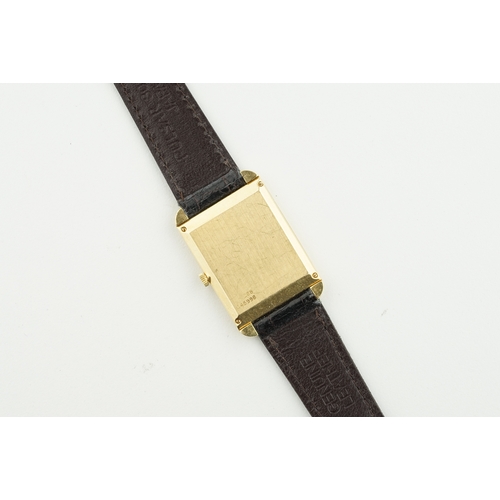 329 - PIAGET 18CT GOLD 'TANK' MANUALLY WOUND PURPLE DIAL W/ GUARANTEE PAPERS REF. 9228 CIRCA 1977, rectang... 