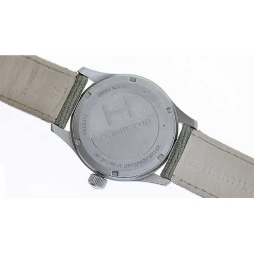 155 - HAMILTON KHAKI REF H682010, approx 36mm khaki green dial with baton hour markers, date aperture at 3... 