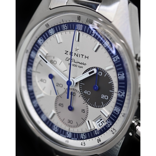 2 - ZENITH EL PRIMERO CHRONOGRAPH LIMITED EDITION BOX AND PAPERS 2022, circular silver dial with baton h... 