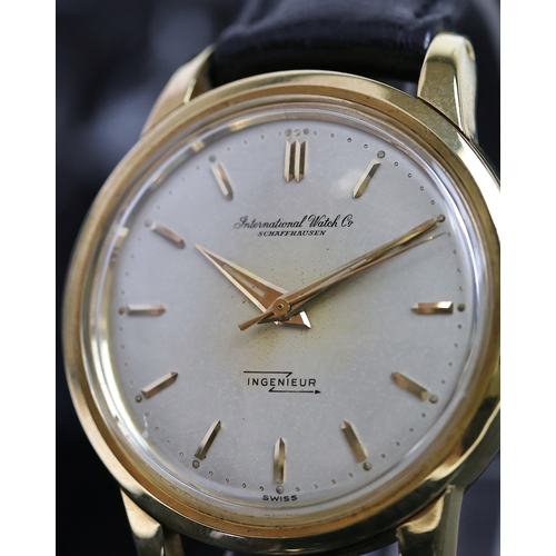 26 - RARE 18CT IWC 1ST GENERATION INGENIEUR 1956, silvered dial with faceted hourmarkers, heavy 18ct case... 