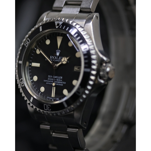 36 - VINTAGE ROLEX SEA DWELLER REFERENCE 1665 CIRCA 1977, circular black MK 1 dial with cream patina hour... 