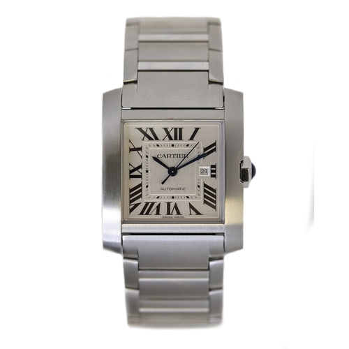 4 - CARTIER TANK FRANCAISE LARGE FULL SET STICKERS 2023, square silver dial with roman numeral hour mark... 