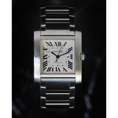 4 - CARTIER TANK FRANCAISE LARGE FULL SET STICKERS 2023, square silver dial with roman numeral hour mark... 