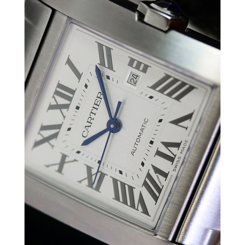 4 - CARTIER TANK FRANCAISE LARGE FULL SET STICKERS 2023, square silver dial with roman numeral hour mark... 