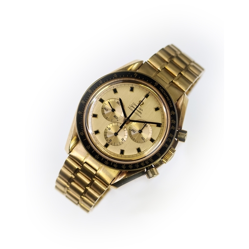 40 - RARE AND ICONIC 18CT OMEGA SPEEDMASTER PROFESSIONAL 145.022 APOLLO XI LIMITED EDITION WITH PAPERS 19... 