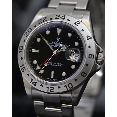 42 - ROLEX EXPLORER II REFERENCE 16570 BOX AND PAPERS 2009, circular gloss black dial with applied hour m... 