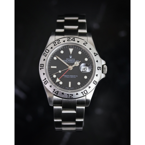 42 - ROLEX EXPLORER II REFERENCE 16570 BOX AND PAPERS 2009, circular gloss black dial with applied hour m... 