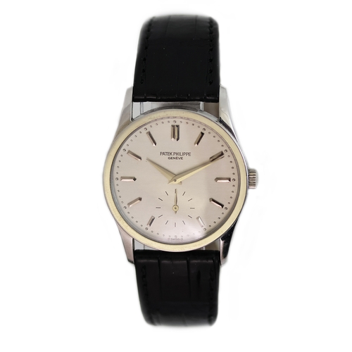 49 - FINE PATEK PHILIPPE PLATINUM CALATRAVA REFERENCE 3796 WITH ARCHIVE PAPERWORK, silver circular dial, ... 