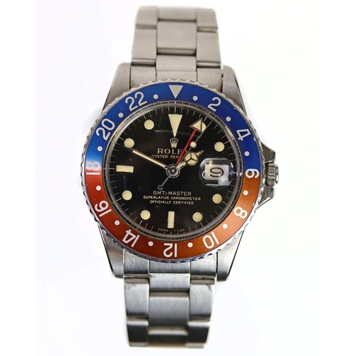 55 - VINTAGE ROLEX OYSTER PERPETUAL GMT MASTER REFERENCE 1675 GILT DIAL CIRCA 1966 WITH BOX AND PAPERWORK... 