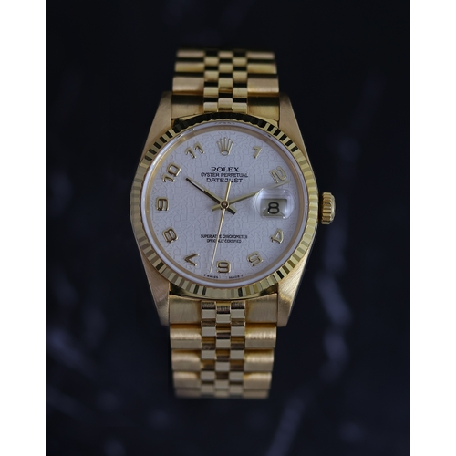 60 - 18CT ROLEX DATEJUST REFERENCE 16238 'JUBILEE DIAL' FULL SET 1997, circular cream jubilee dial with a... 