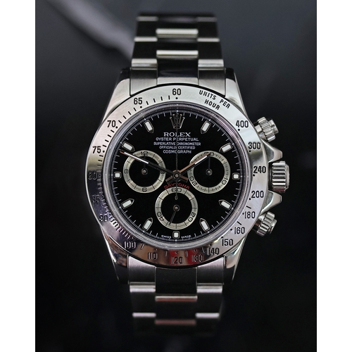 64 - ROLEX COSMOGRAPH DAYTONA REFERENCE 116520 CIRCA 2000, circular gloss black dial with applied hour ma... 