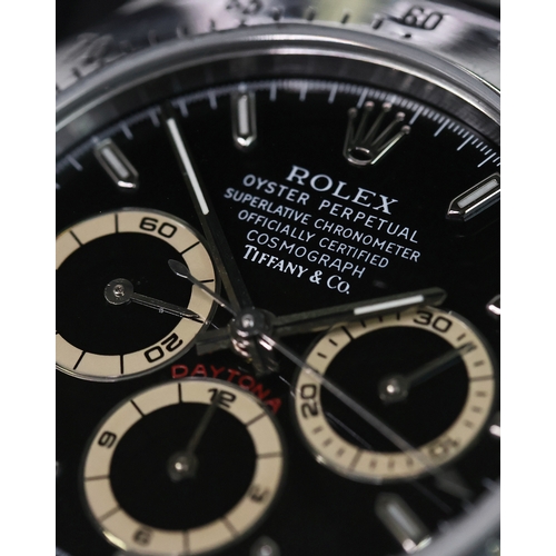 66 - RARE ROLEX 'ZENITH' COSMOGRAPH DAYTONA TIFFANY & CO REFERENCE 16520 CIRCA 1995 PATRIZZI DIAL, circul... 