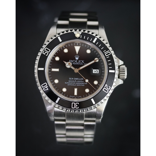 69 - ROLEX SEA DWELLER REFERENCE 16660 'TRIPLE SIX' CIRCA 1987, circular gloss black dial with applied ho... 