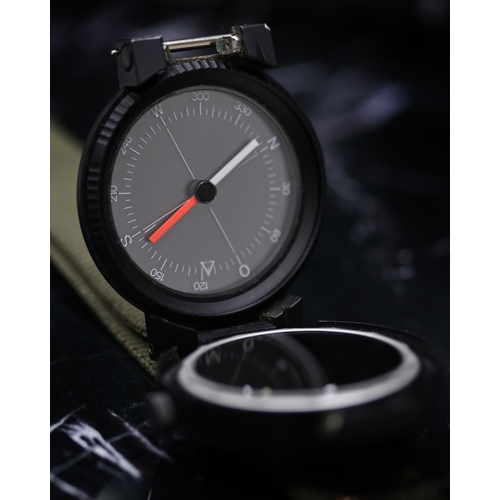 7 - IWC PORSCHE DESIGN COMPASS AUTOMATIC WRISTWATCH, circular black dial with cream patina baton hour ma... 