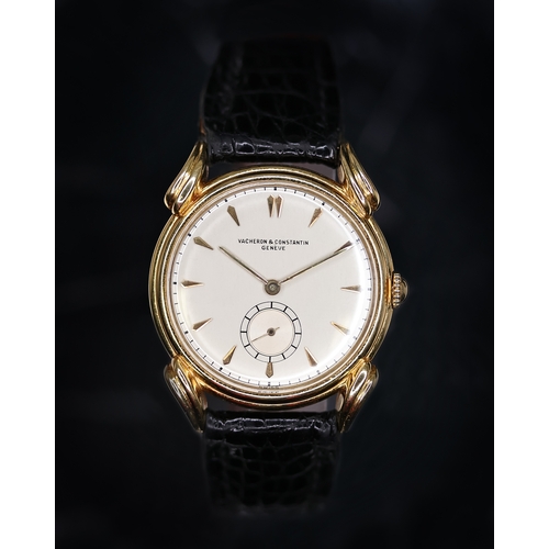 77 - RARE 18CT VACHERON CONSTANTIN DRESS WATCH CIRCA 1950's, silvered dial with gold dagger hour markers,... 