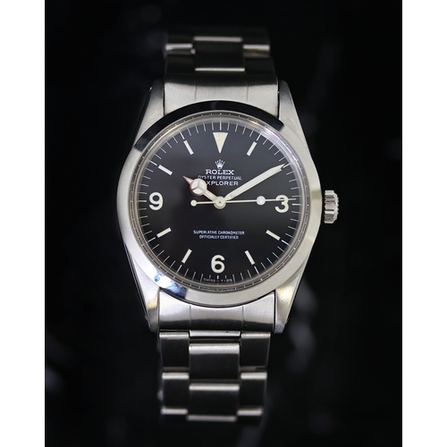 79 - VINTAGE ROLEX EXPLORER REFERENCE 1016 CIRCA 1973, circular matte black dial with baton and 3,6,9 hou... 