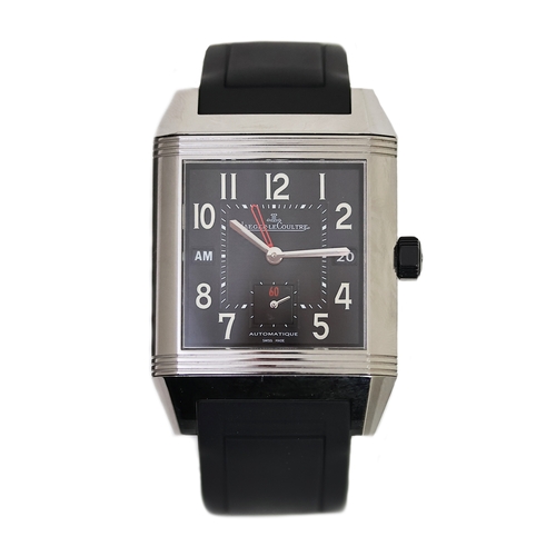 8 - JAEGER LE COULTRE REVERSO SQUADRA HOMETIME REFERENCE 230.8.77, square black dial with arabic numeral... 