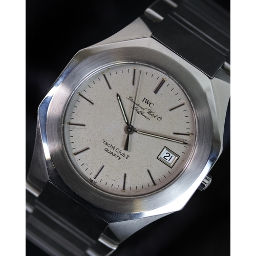 88 - RARE IWC YACHT CLUB II JUMBO REFERENCE 3311 QUARTZ CIRCA 1980, circular silver dial with baton hour ... 