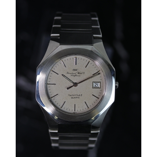 88 - RARE IWC YACHT CLUB II JUMBO REFERENCE 3311 QUARTZ CIRCA 1980, circular silver dial with baton hour ... 