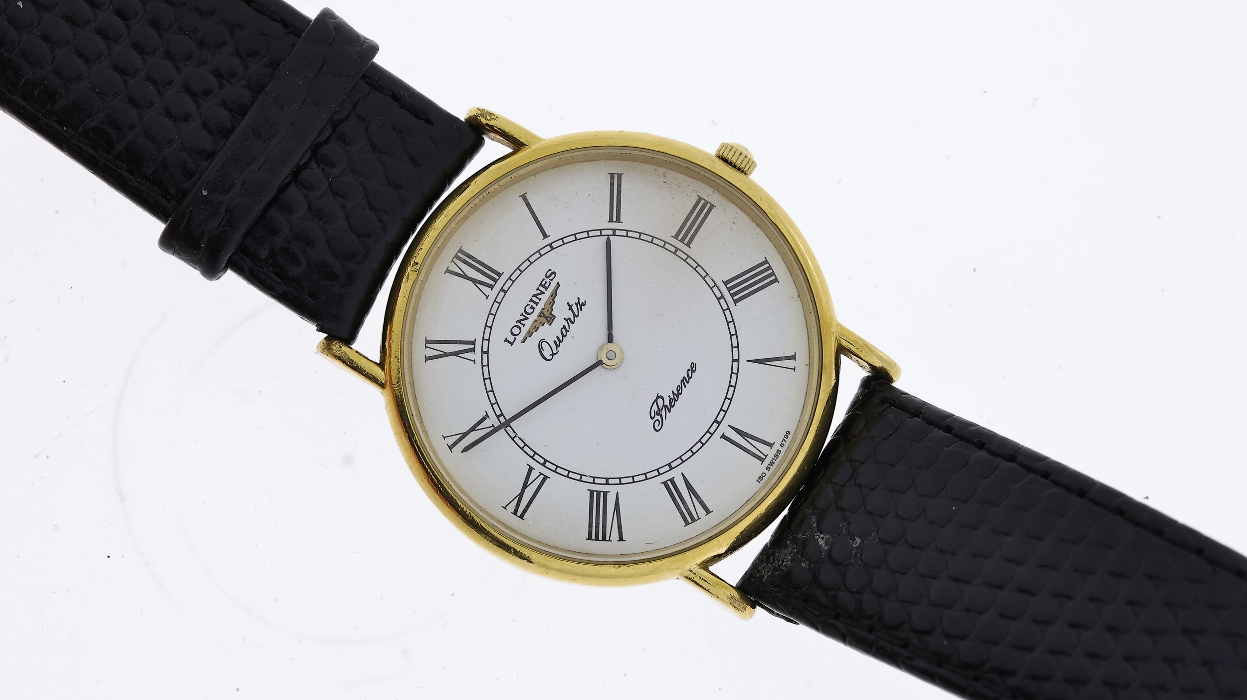 LONGINES RESSENCE QUARTZ DRESS WATCH circular white style Roman