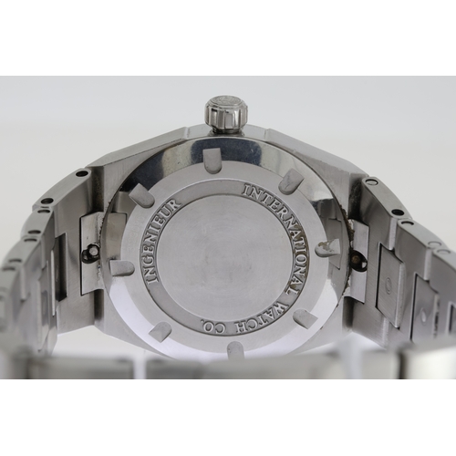 10 - IWC INGENIEUR MID SIZE AUTOMATIC REFERENCE 4515 WITH BOX, circular silver textured dial with rose go... 