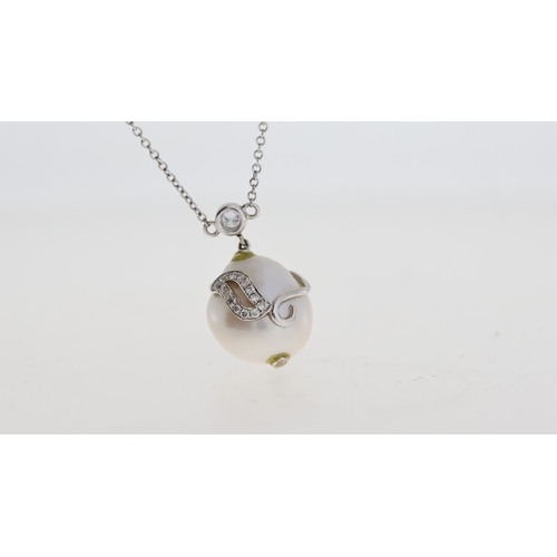 1113 - 18WG southsea pearl and diamond necklace