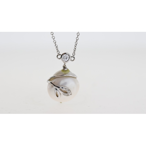 1113 - 18WG southsea pearl and diamond necklace