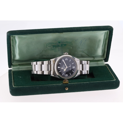 12 - VINTAGE ROLEX EXPLORER REFERENCE 1016 CIRCA 1975 W/BOX, circular black service tritium dial with bat... 