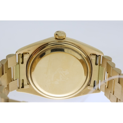 13 - RARE 18CT ROLEX DAY DATE 6611B CIRCA 1959, WITH BOX circular black dial with gold baton hour markers... 
