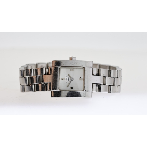 TISSOT LADIES QUARTZ REF L730K approx 20mm silver dial with baton