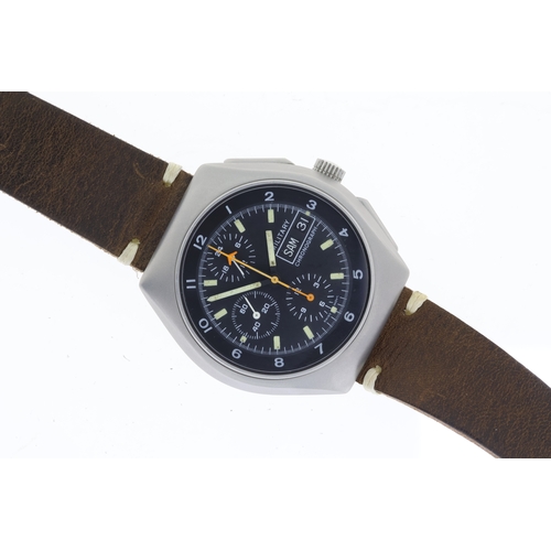 21 - TUTIMA MILITARY AIR FORCE CHRONOGRAPH REF 798-01 CIRCA 1985 LEMANIA 5100, circular black dial with b... 
