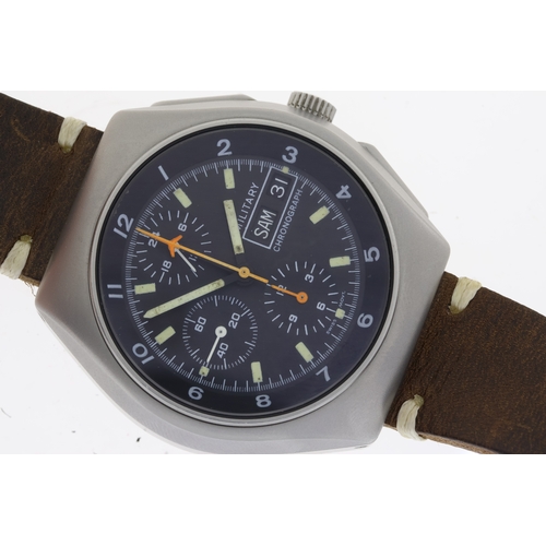 21 - TUTIMA MILITARY AIR FORCE CHRONOGRAPH REF 798-01 CIRCA 1985 LEMANIA 5100, circular black dial with b... 