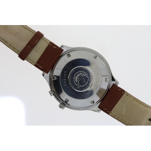 24 - ORIENT AUTOMATIC MULTI-YEAR CALENDAR WRISTWATCH, circular silver dial with baton hour markers, month... 
