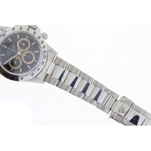 28 - RARE ROLEX ZENITH DAYTONA 'PATRIZZI STARDUST' DIAL 16520 CIRCA 1995, circular gloss black 'stardust'... 