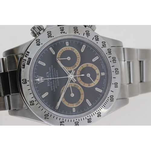 28 - RARE ROLEX ZENITH DAYTONA 'PATRIZZI STARDUST' DIAL 16520 CIRCA 1995, circular gloss black 'stardust'... 
