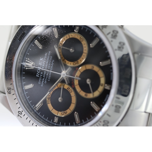 28 - RARE ROLEX ZENITH DAYTONA 'PATRIZZI STARDUST' DIAL 16520 CIRCA 1995, circular gloss black 'stardust'... 